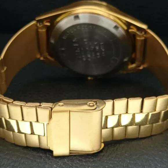 Vintage 1990 Citizen Automatic Mens Gold Watch W/daydate & Green accents - Picture 2 of 10